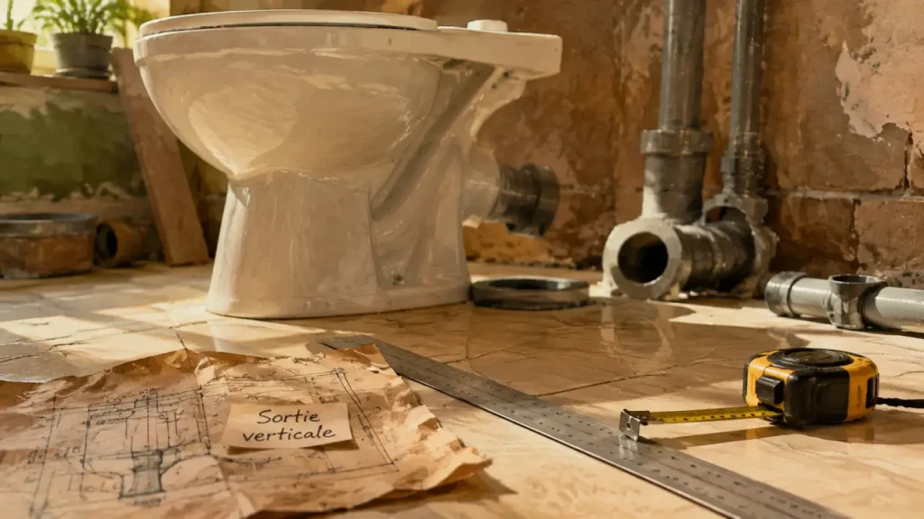 Sortie verticale WC : vérifier les 220 mm, le diamètre 100 mm et les accessoires