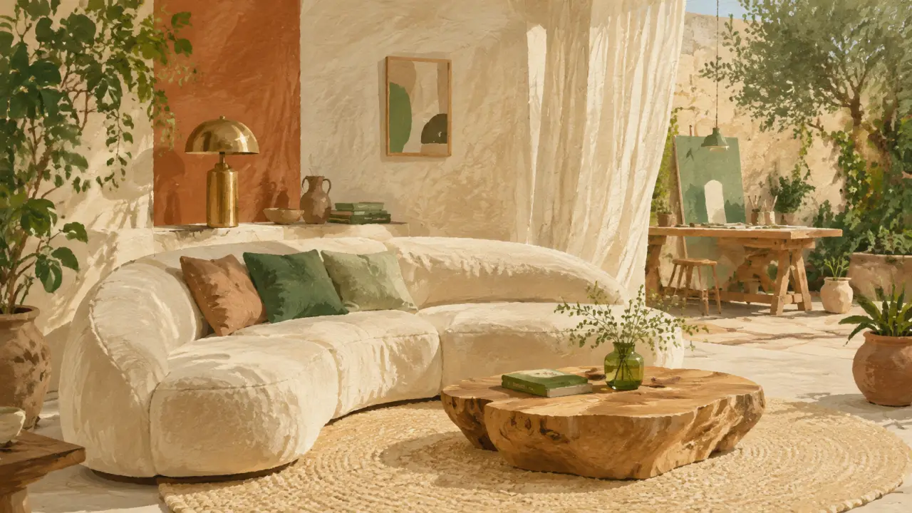 Tendance déco 2025 salon : couleurs terreuses, courbes, matières chaudes