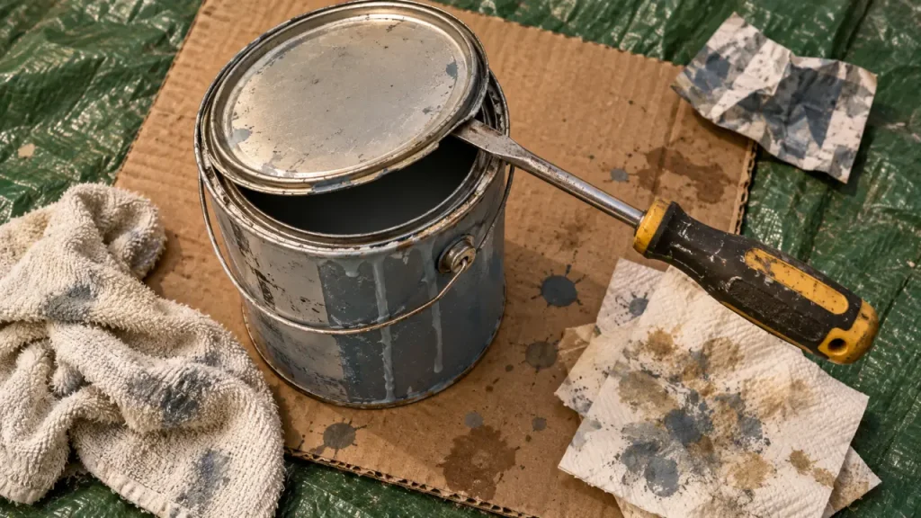 Ouvrir un pot de peinture sans le déformer : la méthode au tournevis plat