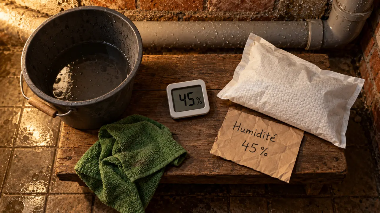 Déshumidifier sous sol : hygromètre, ventilation et humidité 45%