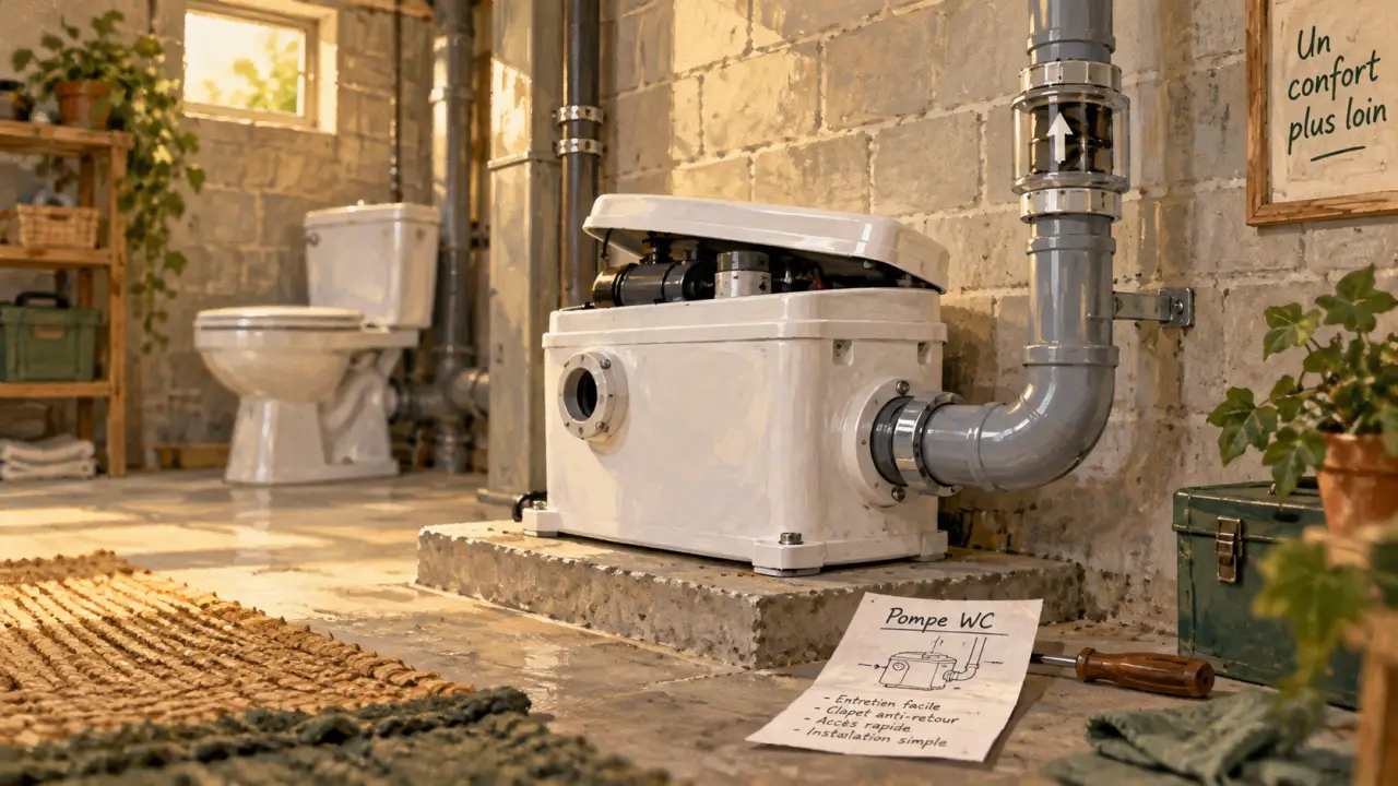 Pompe pour toilette : pompe de relevage WC avec clapet anti-retour et tuyau